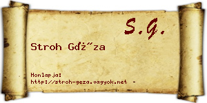 Stroh Géza névjegykártya