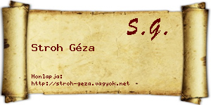 Stroh Géza névjegykártya